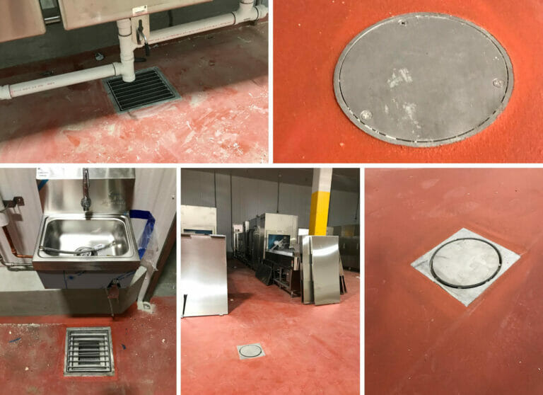 a collage of drains